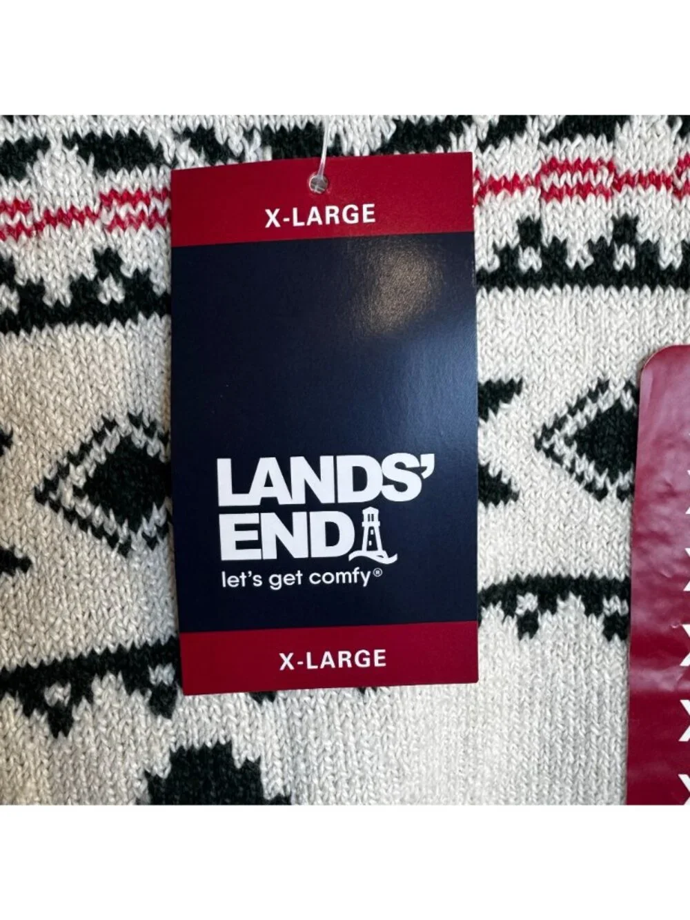 Lands End Sweater Adult XL Multicolor Fair Isle Knit Crewneck Geometric Dog NEW - Picture 3 of 8